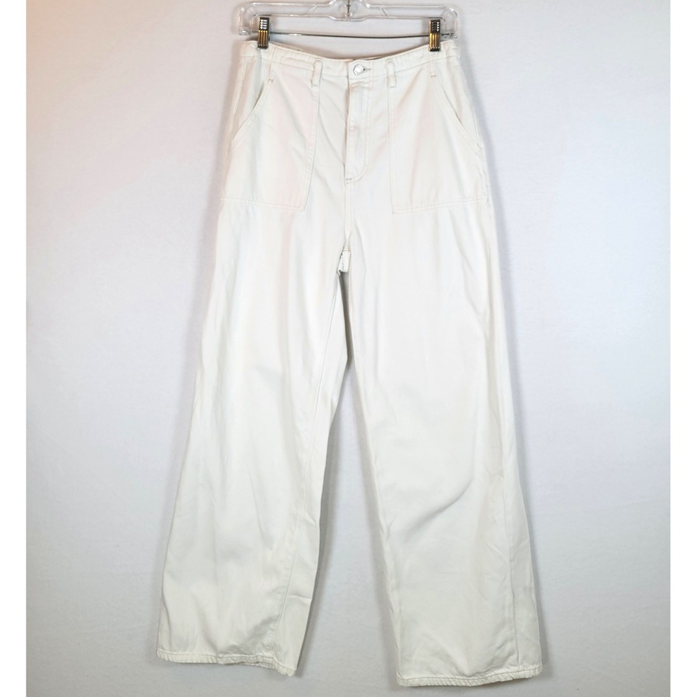 LE JEAN Womens Rory Relaxed High Rise Straight Leg Denim Jeans Size 28 White